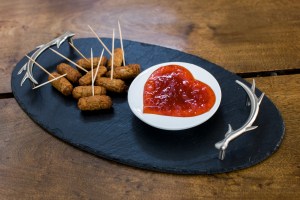 Oval Slate Tray with Antler Handles