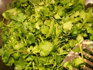 Shredded pork and coriander